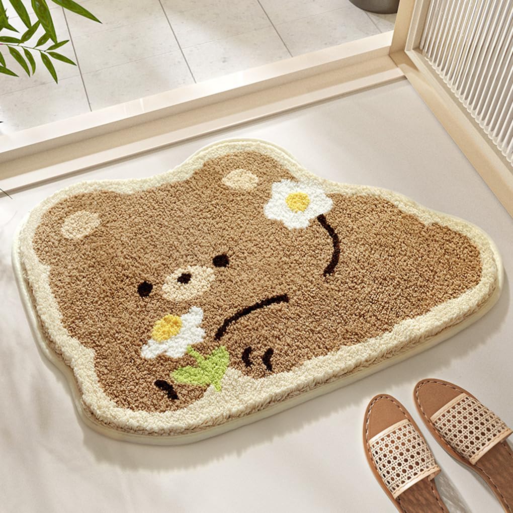 バスマット 40×60cm 吸水速乾 ふわふわ マイクロファイバー 滑り止め付き 抗菌防臭 厚手 洗濯機対応 乾きやすい お風呂マット 脱衣所 洗面所用 おしゃれ 北欧風 ORYSD105
