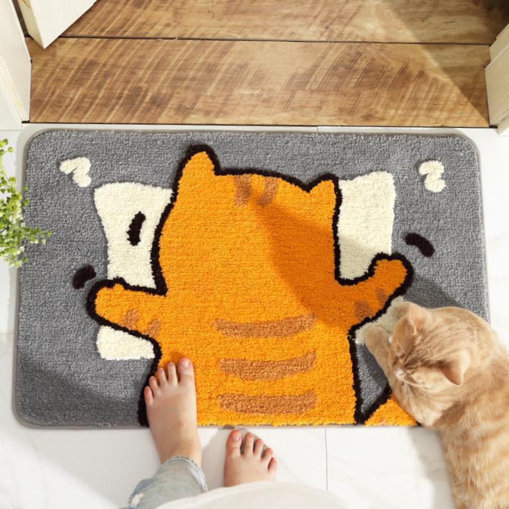バスマット 40×60cm 吸水速乾 ふわふわ マイクロファイバー 滑り止め付き 抗菌防臭 厚手 洗濯機対応 乾きやすい お風呂マット 脱衣所 洗面所用 おしゃれ 北欧風 ORYSD57