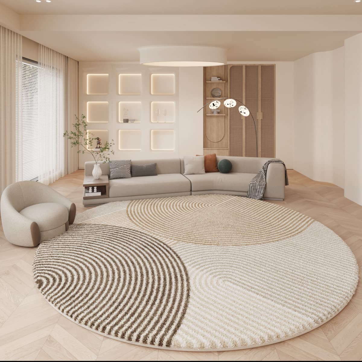「Tuokus」カーペット 洗える ふわふわラグ 円形 厚い 絨毯 シンプル 模造カシミア ラグマット 防ダニ 3畳4畳5畳6畳 かわいい 抗菌 消臭 滑り止め付き サラサラ 夏秋冬