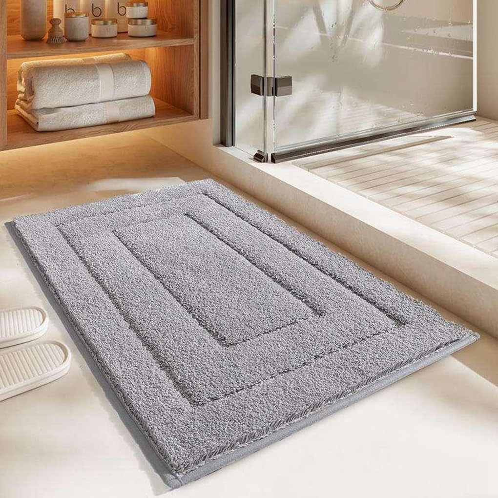 バスマット 40×60cm 吸水速乾 ふわふわ マイクロファイバー 滑り止め付き 抗菌防臭 厚手 洗濯機対応 乾きやすい お風呂マット 脱衣所 洗面所用 おしゃれ 北欧風 ORYSD76