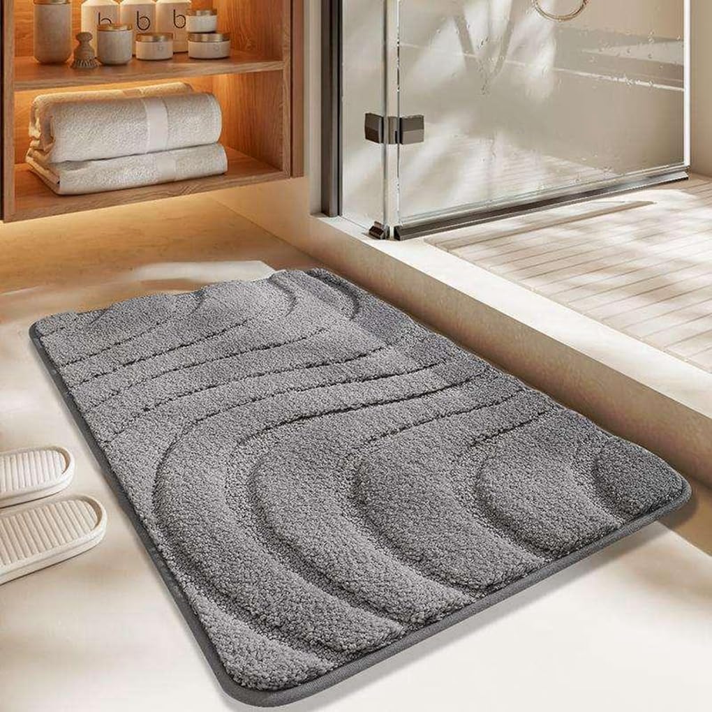 バスマット 40×60cm 吸水速乾 ふわふわ マイクロファイバー 滑り止め付き 抗菌防臭 厚手 洗濯機対応 乾きやすい お風呂マット 脱衣所 洗面所用 おしゃれ 北欧風 ORYSD75