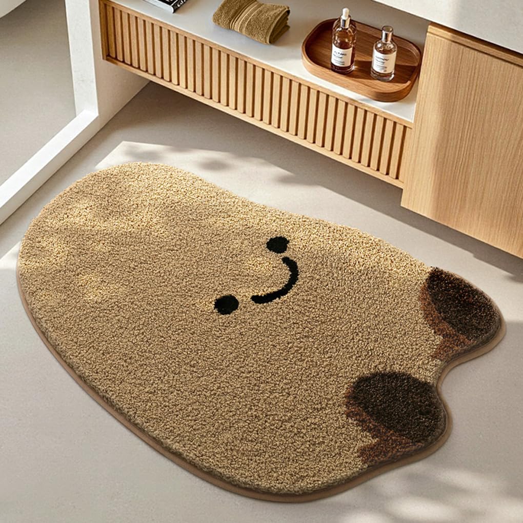 バスマット 57×66cm 吸水速乾 ふわふわ マイクロファイバー 滑り止め付き 抗菌防臭 厚手 洗濯機対応 乾きやすい お風呂マット 脱衣所 洗面所用 おしゃれ 北欧風 ORYSD153