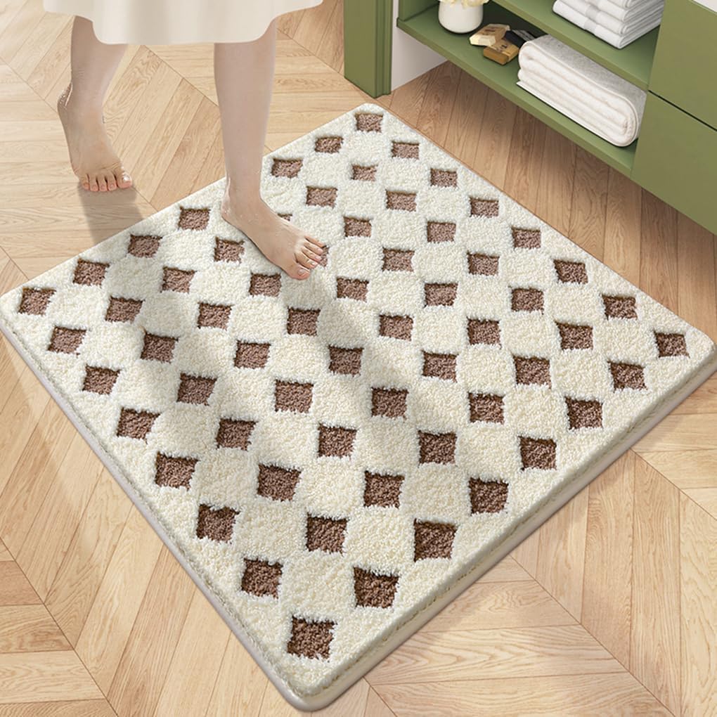 バスマット 60×60cm 吸水速乾 ふわふわ マイクロファイバー 滑り止め付き 抗菌防臭 厚手 洗濯機対応 乾きやすい お風呂マット 脱衣所 洗面所用 おしゃれ 北欧風 ORYSD135