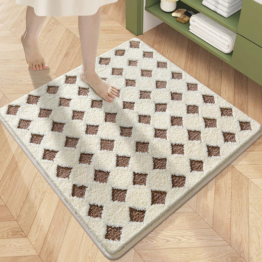 バスマット 60×60cm 吸水速乾 ふわふわ マイクロファイバー 滑り止め付き 抗菌防臭 厚手 洗濯機対応 乾きやすい お風呂マット 脱衣所 洗面所用 おしゃれ 北欧風 ORYSD135