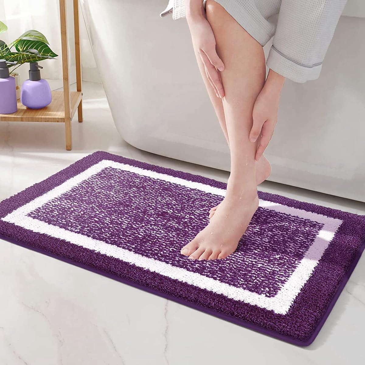 「Tuokus」バスマット 60×40cm 足拭きマット お風呂マット 玄関マット 吸水速乾滑り止め 風呂マット ふんわり 超厚い 吸水速乾 滑り止め ふわふわ 洗える 丸洗い可能 洗面所 脱衣所 浴室 キッチン 台所 TYSD47