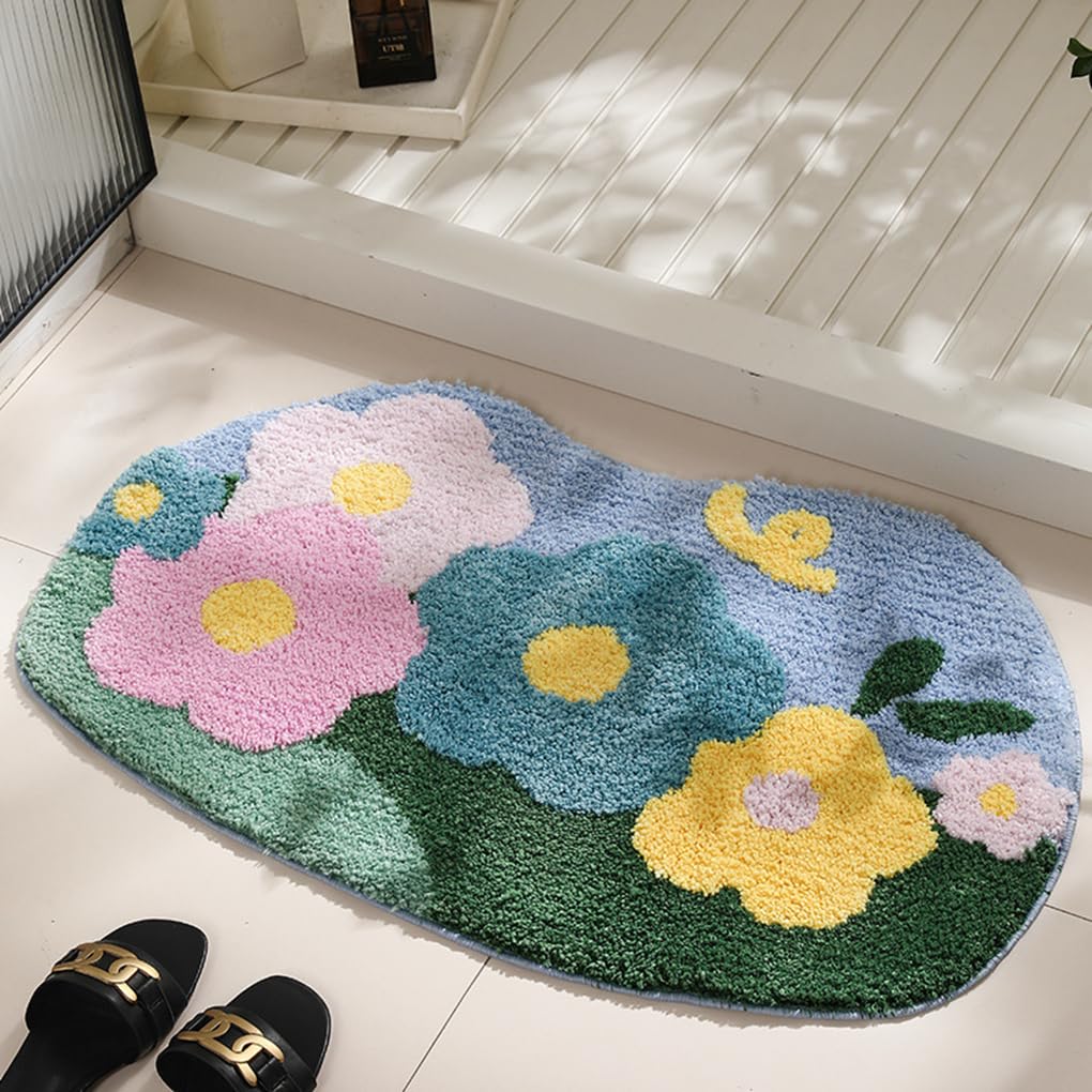 「Tuokus」モスラグ ラグマット40×60cm 苔風 立体デザイン 変形ラグ 北欧風 おしゃれ 厚手 植毛加工 ふわふわ 柔らかい 防滑TPR底 滑り止め付き 吸水 床保護 ベッドサイドラグ 玄関マット リビング 寝室用 洗える 小さめラグ ZHRDTjia20
