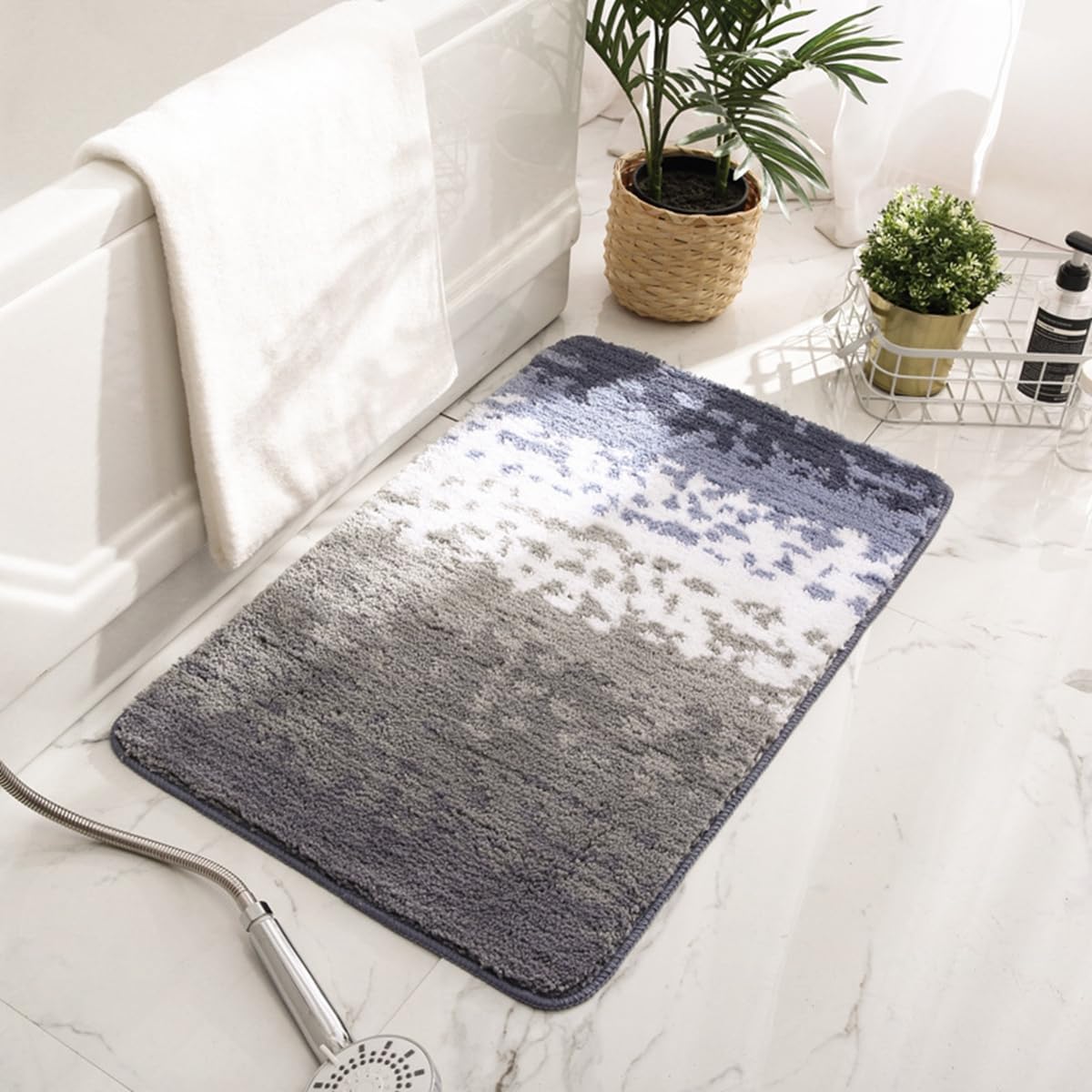 「Tuokus」バスマット 90*60cm 足拭きマット お風呂マット 玄関マット 吸水速乾滑り止め 風呂マット ふんわり 超厚い 吸水速乾 滑り止め ふわふわ 洗える 丸洗い可能 洗面所 脱衣所 浴室 キッチン 台所 TYSD12