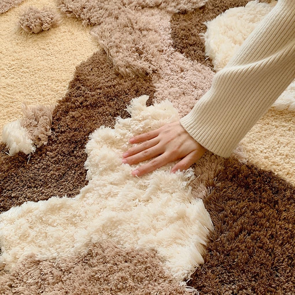 「Tuokus」ラグ マット 変形ラグ100×50cm モスラグ 苔ラグ 立体デザイン 3Dパイル 厚手 植毛 フランネル風 柔らかい 防滑TPR 滑り止め 吸水 おしゃれ 北欧 韓国風 ベッドサイドラグ 玄関マット リビングラグ 洗える ZHRDTjia02E