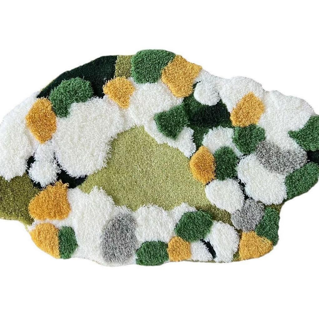 「Tuokus」モスラグ ラグマット 60×40cm 苔風デザイン 立体パイル 厚手 植毛ラグ 柔らかい ふわふわ 防音 TPR滑り止め付き 吸水性あり 床暖房対応 ベッドサイド 玄関 リビング 寝室用 洗濯可能 ZHRDTjia04