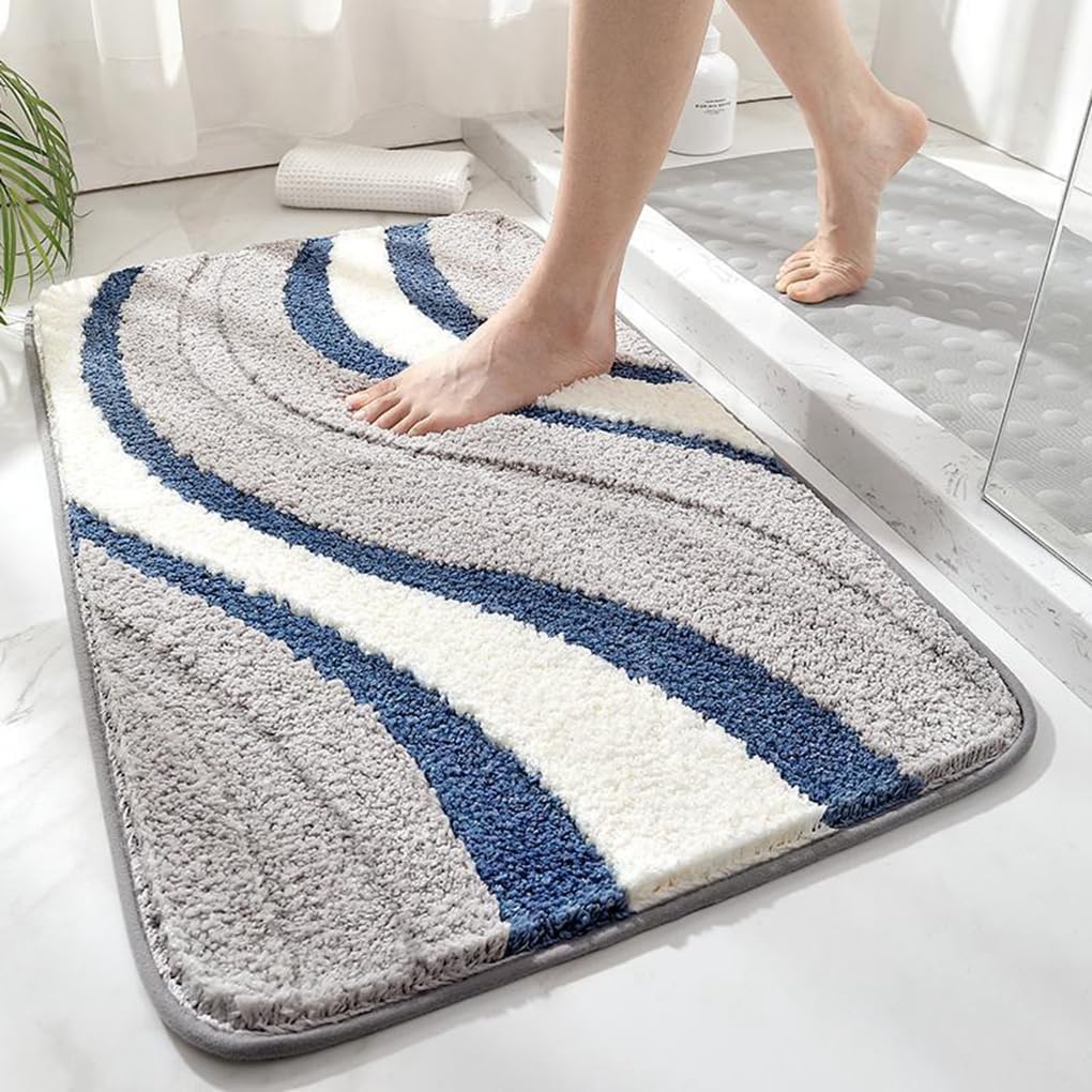バスマット 40×60cm 吸水速乾 ふわふわ マイクロファイバー 滑り止め付き 抗菌防臭 厚手 洗濯機対応 乾きやすい お風呂マット 脱衣所 洗面所用 おしゃれ 北欧風 ORYSD70