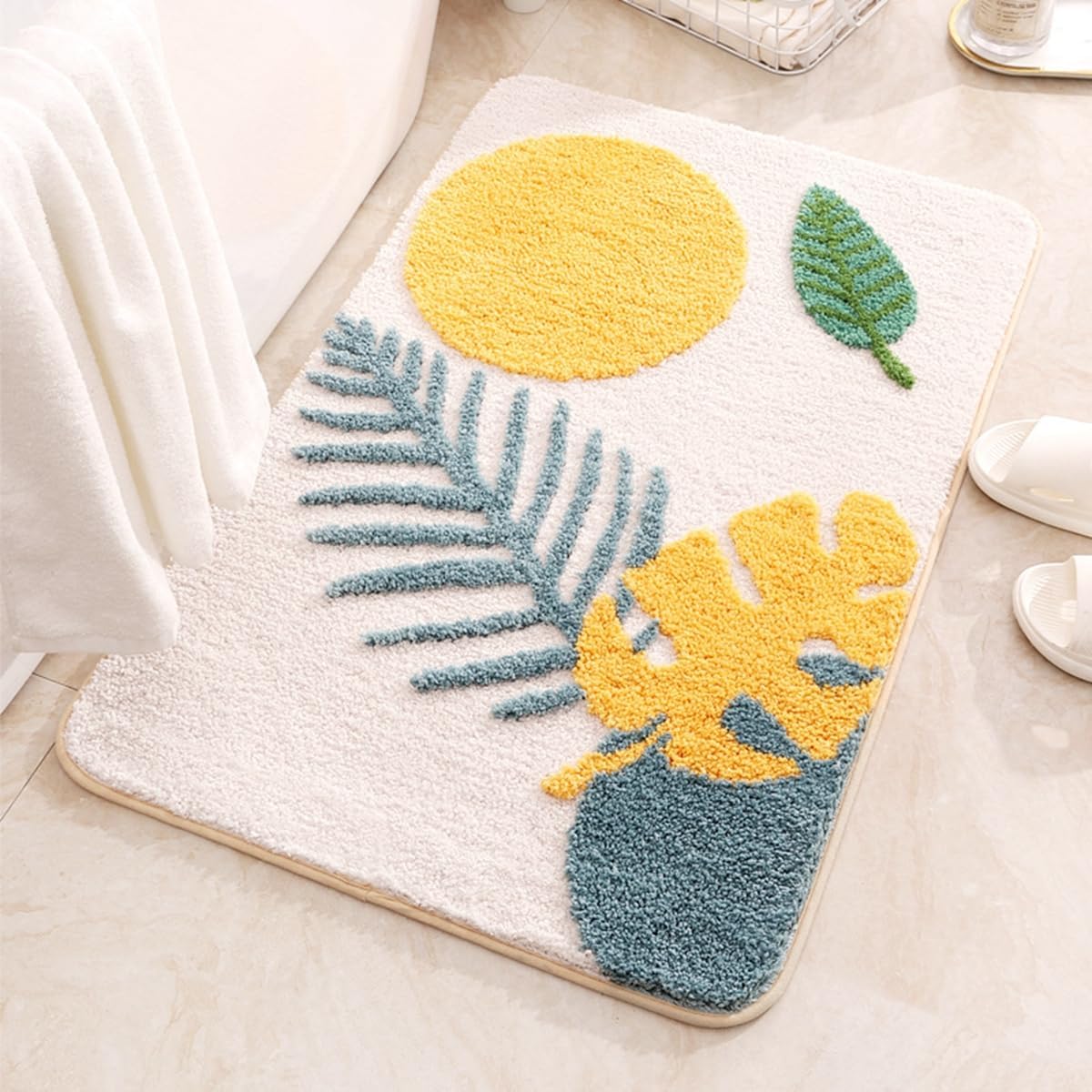 「Tuokus」バスマット 60×40cm 足拭きマット お風呂マット 玄関マット 吸水速乾滑り止め 風呂マット ふんわり 超厚い 吸水速乾 滑り止め ふわふわ 洗える 丸洗い可能 洗面所 脱衣所 浴室 キッチン 台所 TYSD53