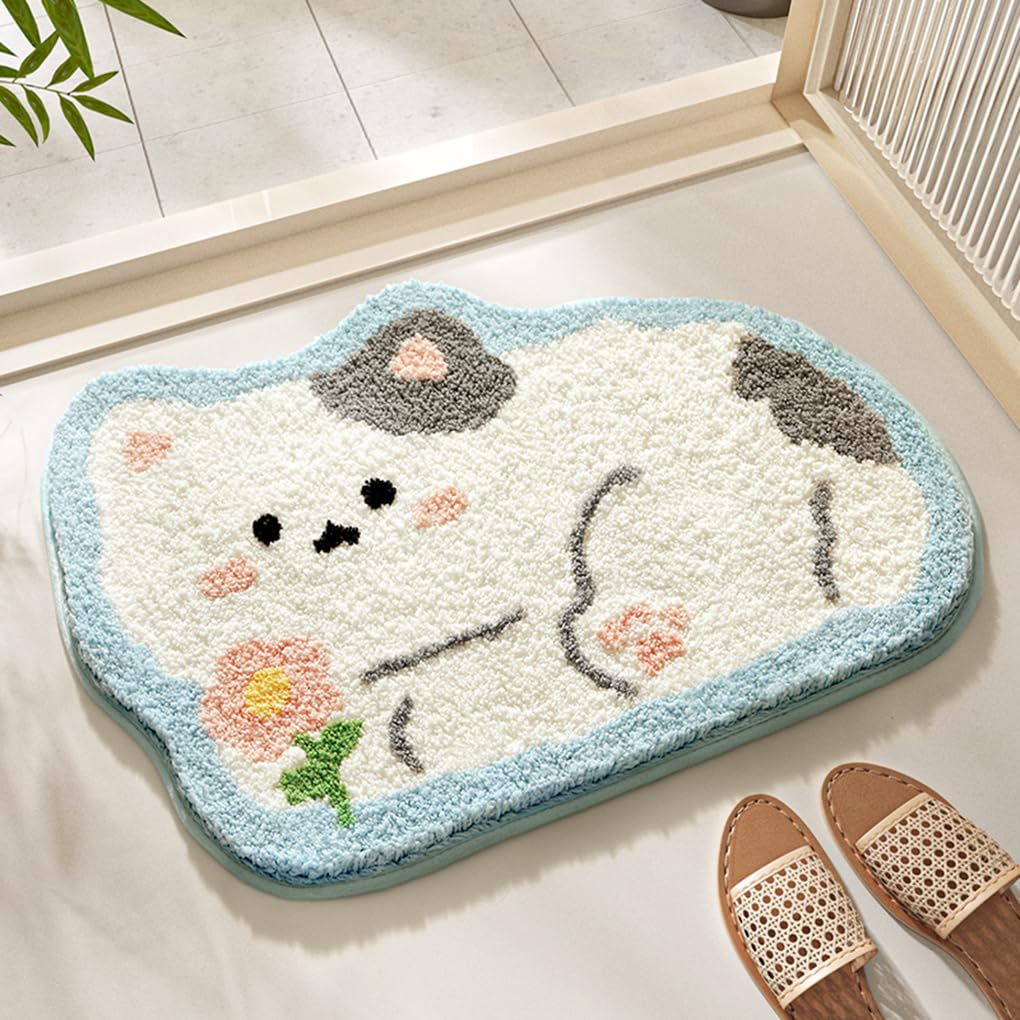 バスマット 40×60cm 吸水速乾 ふわふわ マイクロファイバー 滑り止め付き 抗菌防臭 厚手 洗濯機対応 乾きやすい お風呂マット 脱衣所 洗面所用 おしゃれ 北欧風 ORYSD105