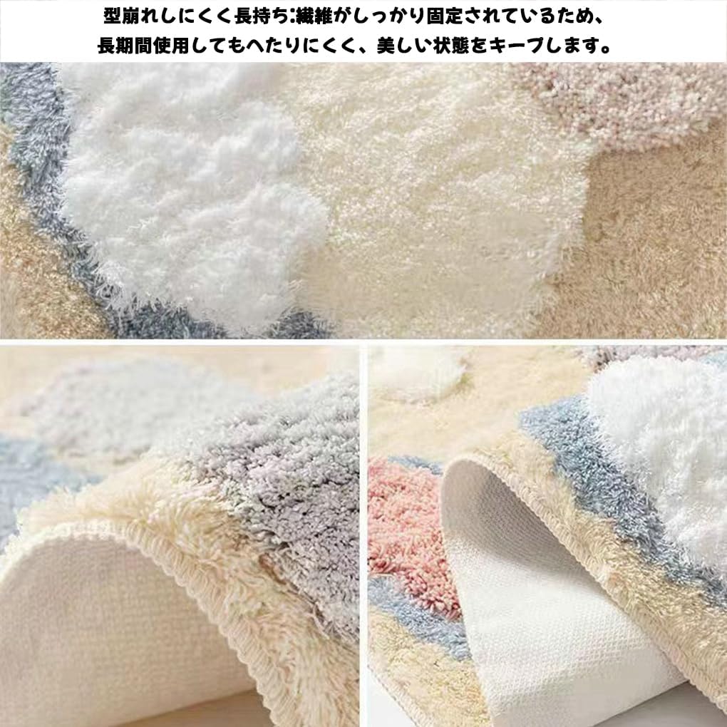 「Tuokus」モスラグ ラグマット40×60cm 苔風 立体デザイン 変形ラグ 北欧風 おしゃれ 厚手 植毛加工 ふわふわ 柔らかい 防滑TPR底 滑り止め付き 吸水 床保護 ベッドサイドラグ 玄関マット リビング 寝室用 洗える 小さめラグ ZHRDTjia20