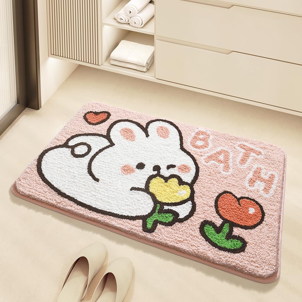 バスマット 40×60cm 吸水速乾 ふわふわ マイクロファイバー 滑り止め付き 抗菌防臭 厚手 洗濯機対応 乾きやすい お風呂マット 脱衣所 洗面所用 おしゃれ 北欧風 ORYSD105