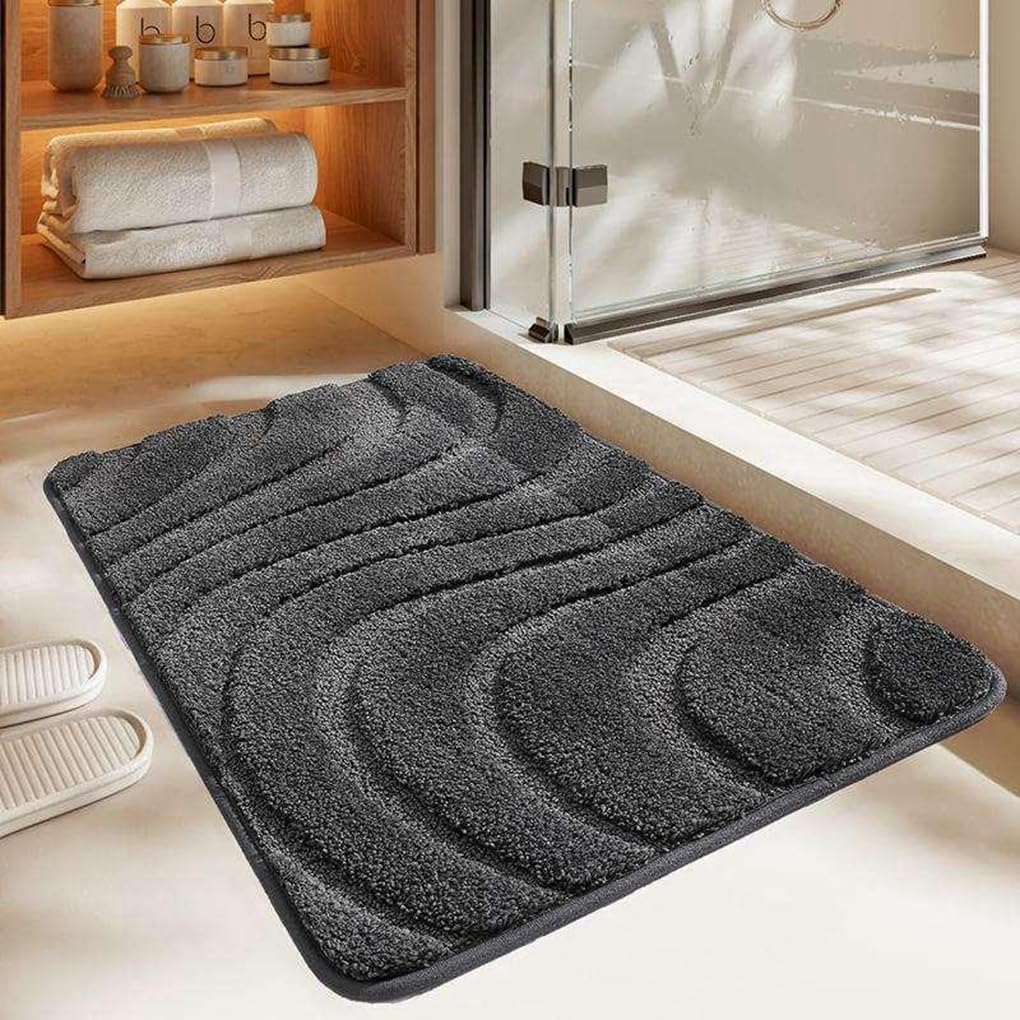 バスマット 40×60cm 吸水速乾 ふわふわ マイクロファイバー 滑り止め付き 抗菌防臭 厚手 洗濯機対応 乾きやすい お風呂マット 脱衣所 洗面所用 おしゃれ 北欧風 ORYSD75