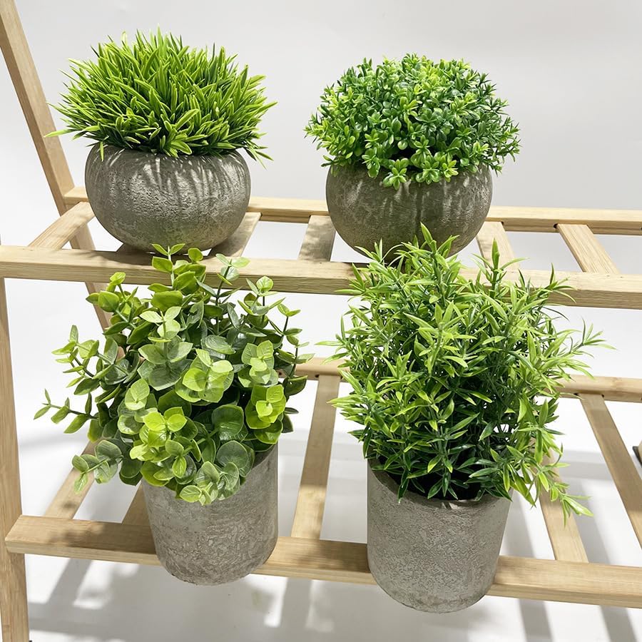 Tuokus」人工観葉植物 4点セット 造花 鉢植え 光触媒 フェイクグリーン