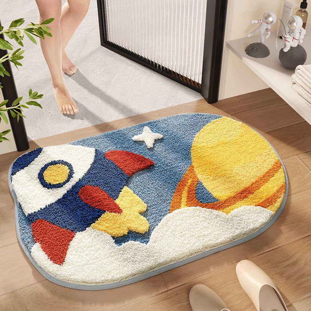 バスマット 50×80cm 吸水速乾 ふわふわ マイクロファイバー 滑り止め付き 抗菌防臭 厚手 洗濯機対応 乾きやすい お風呂マット 脱衣所 洗面所用 おしゃれ 北欧風 ORYSD102
