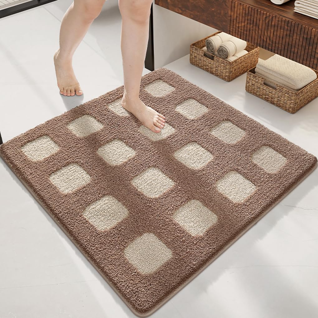 バスマット 60×60cm 吸水速乾 ふわふわ マイクロファイバー 滑り止め付き 抗菌防臭 厚手 洗濯機対応 乾きやすい お風呂マット 脱衣所 洗面所用 おしゃれ 北欧風 ORYSD135