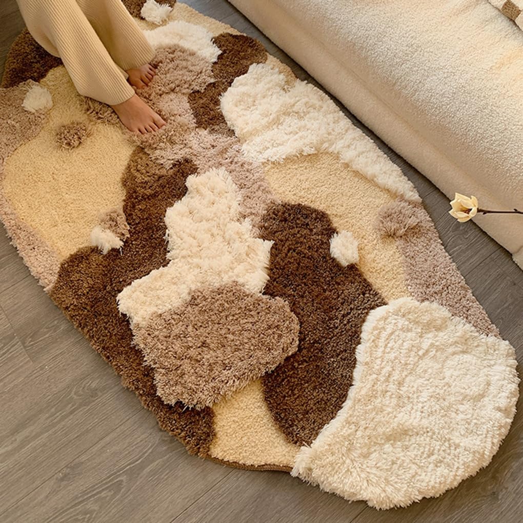 「Tuokus」ラグ マット モス風ラグ100×50cm 苔デザイン 3D立体 高低差パイル 変形ラグ 北欧インテリア 韓国風 おしゃれ ふかふか 厚手 植毛素材 防滑TPR 滑りにくい ベッドサイド 玄関 寝室 リビング 洗える ZHRDTjia02B