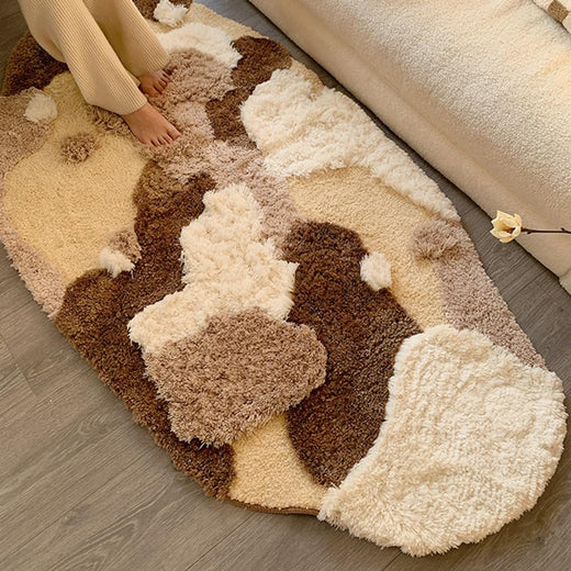 「Tuokus」ラグ マット モス風ラグ100×50cm 苔デザイン 3D立体 高低差パイル 変形ラグ 北欧インテリア 韓国風 おしゃれ ふかふか 厚手 植毛素材 防滑TPR 滑りにくい ベッドサイド 玄関 寝室 リビング 洗える ZHRDTjia02B