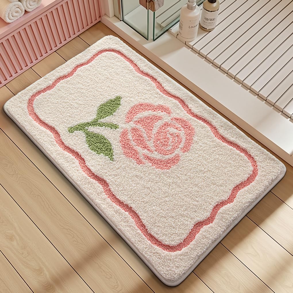 バスマット 50×80cm 吸水速乾 ふわふわ マイクロファイバー 滑り止め付き 抗菌防臭 厚手 洗濯機対応 乾きやすい お風呂マット 脱衣所 洗面所用 おしゃれ 北欧風 ORYSD167