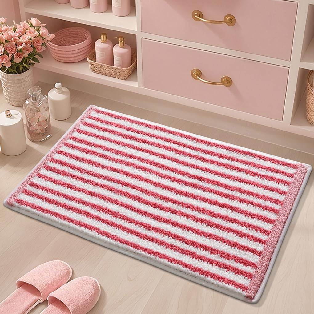 バスマット 40×60cm 吸水速乾 ふわふわ マイクロファイバー 滑り止め付き 抗菌防臭 厚手 洗濯機対応 乾きやすい お風呂マット 脱衣所 洗面所用 おしゃれ 北欧風 ORYSD155
