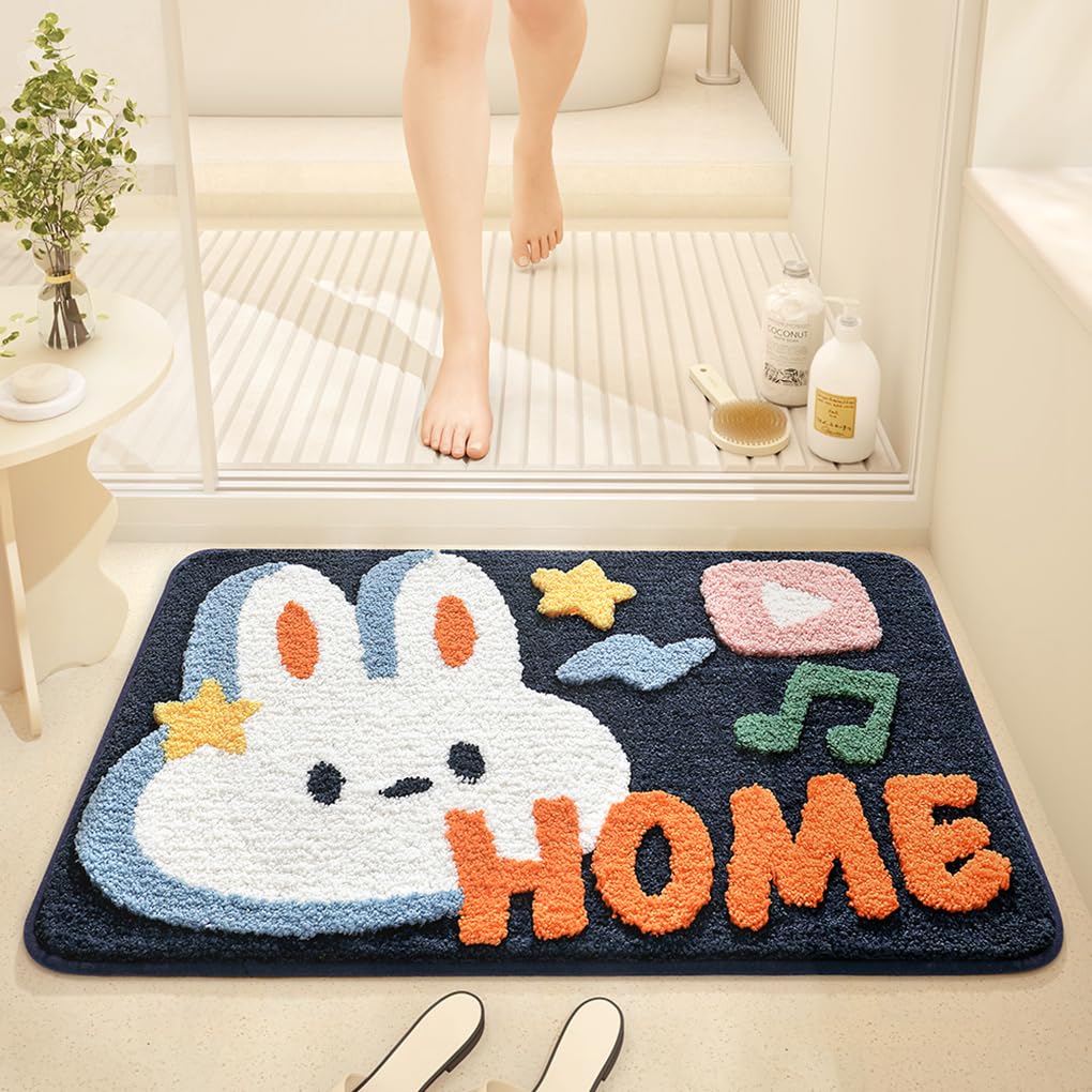バスマット 40×60cm 吸水速乾 ふわふわ マイクロファイバー 滑り止め付き 抗菌防臭 厚手 洗濯機対応 乾きやすい お風呂マット 脱衣所 洗面所用 おしゃれ 北欧風 ORYSD85