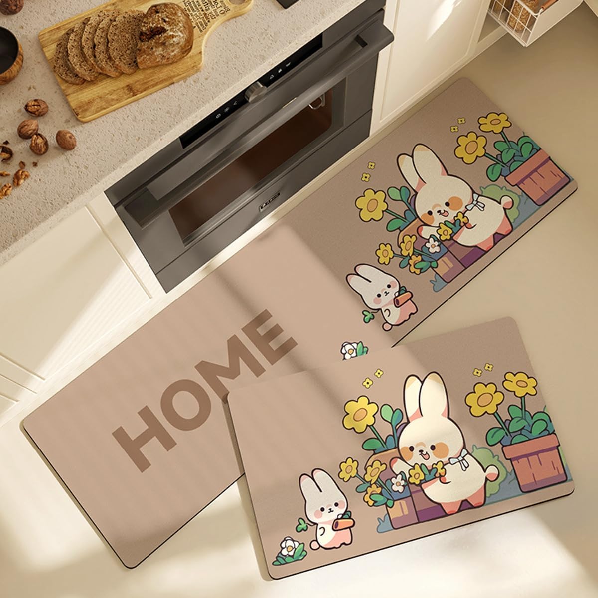 「Tuokus」キッチンマット 拭ける 150×45cm 玄関マット カーペット ラグマット 廊下マット 台所マット 洗える 滑り止め付き 厚手防音 掃除易い 抗菌防臭 吸水 厚手 長方形 水や油の吸収が良い 防汚 TCFJ21