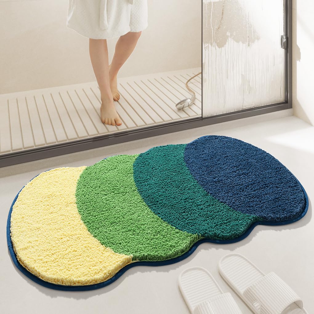 バスマット 40×60cm 吸水速乾 ふわふわ マイクロファイバー 滑り止め付き 抗菌防臭 厚手 洗濯機対応 乾きやすい お風呂マット 脱衣所 洗面所用 おしゃれ 北欧風 ORYSD162