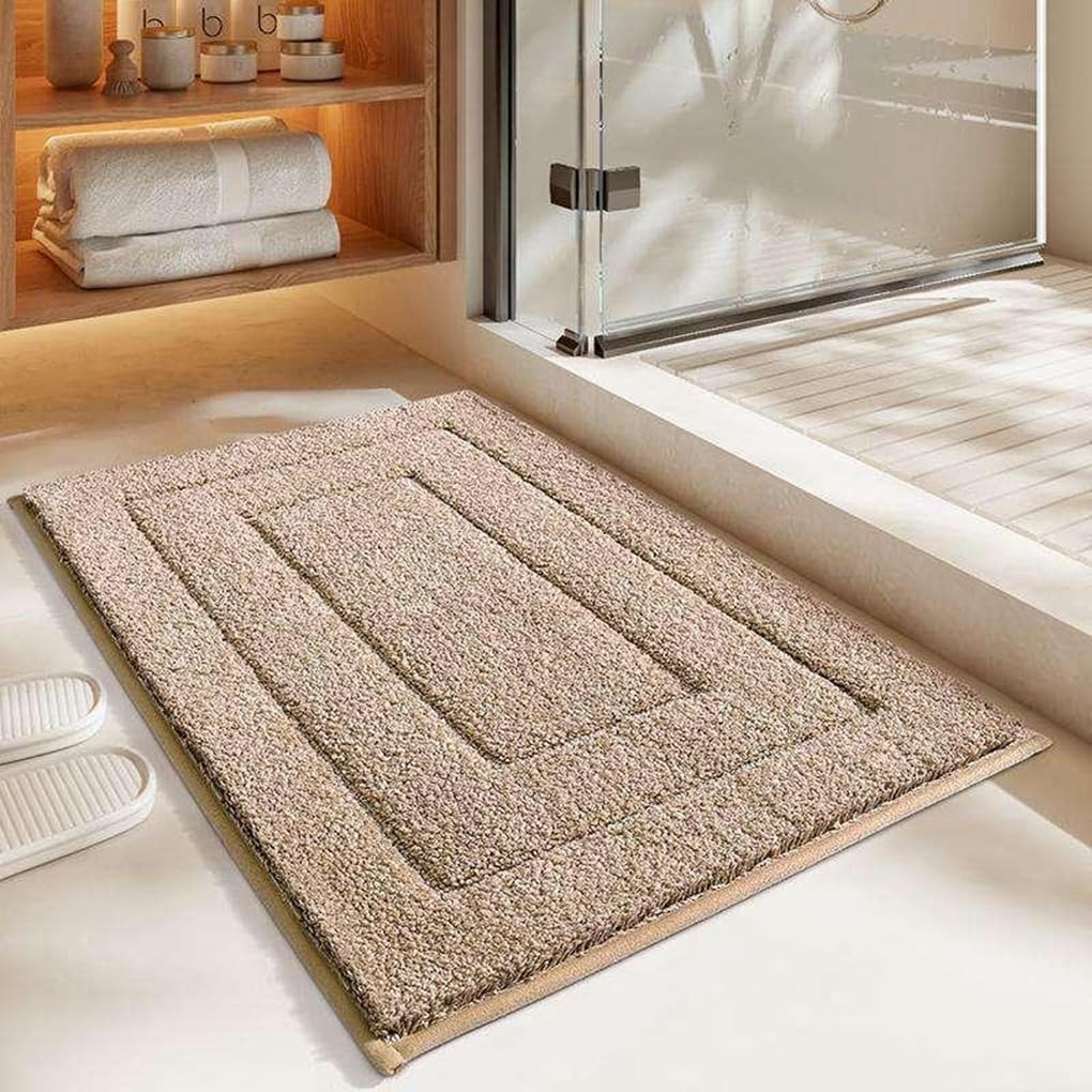 バスマット 40×60cm 吸水速乾 ふわふわ マイクロファイバー 滑り止め付き 抗菌防臭 厚手 洗濯機対応 乾きやすい お風呂マット 脱衣所 洗面所用 おしゃれ 北欧風 ORYSD76