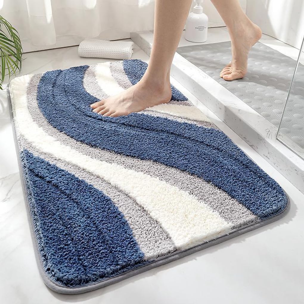 バスマット 40×60cm 吸水速乾 ふわふわ マイクロファイバー 滑り止め付き 抗菌防臭 厚手 洗濯機対応 乾きやすい お風呂マット 脱衣所 洗面所用 おしゃれ 北欧風 ORYSD70