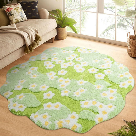 「Tuokus」モスラグ ラグマット 100×100cm 苔風デザイン 立体パイル 厚手 植毛ラグ 柔らかい ふわふわ 防音 TPR滑り止め付き 吸水性あり 床暖房対応 ベッドサイド 玄関 リビング 寝室用 洗濯可能 ZHRDTjia13