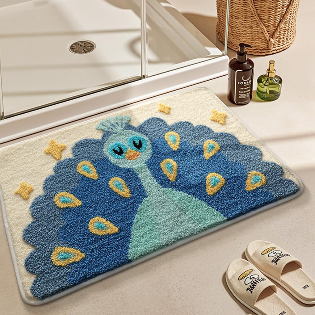バスマット 40×60cm 吸水速乾 ふわふわ マイクロファイバー 滑り止め付き 抗菌防臭 厚手 洗濯機対応 乾きやすい お風呂マット 脱衣所 洗面所用 おしゃれ 北欧風 ORYSD164