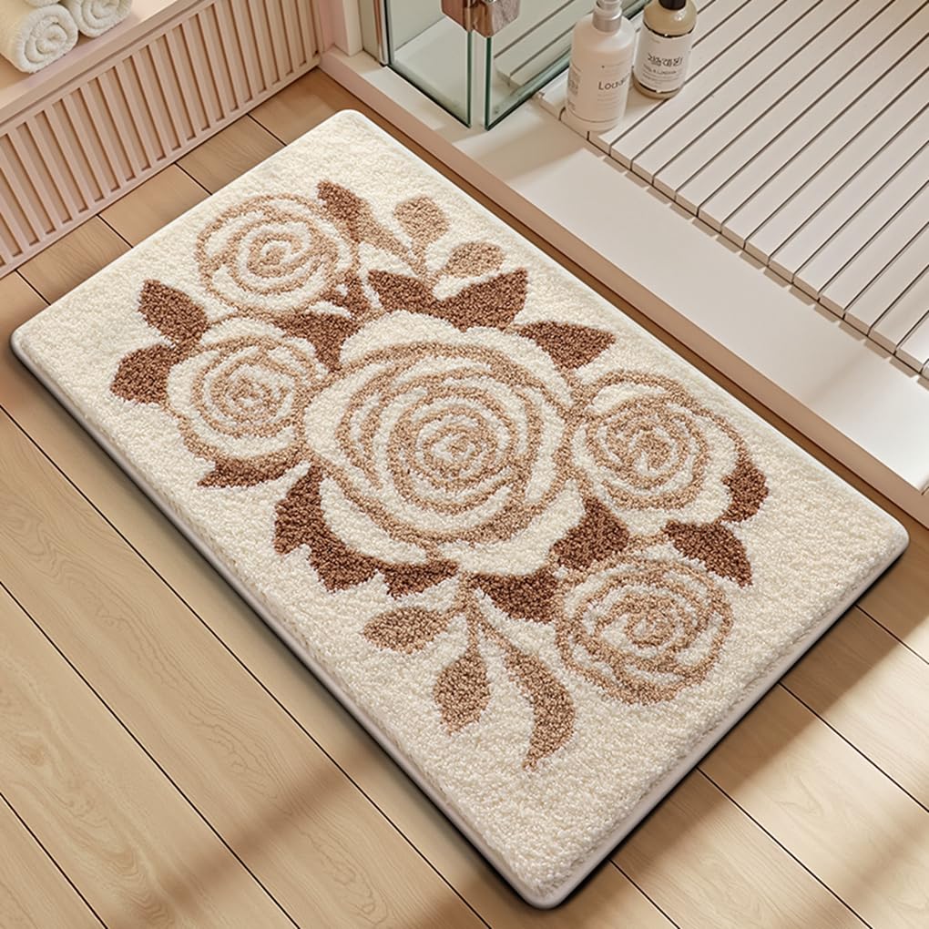 バスマット 50×80cm 吸水速乾 ふわふわ マイクロファイバー 滑り止め付き 抗菌防臭 厚手 洗濯機対応 乾きやすい お風呂マット 脱衣所 洗面所用 おしゃれ 北欧風 ORYSD167