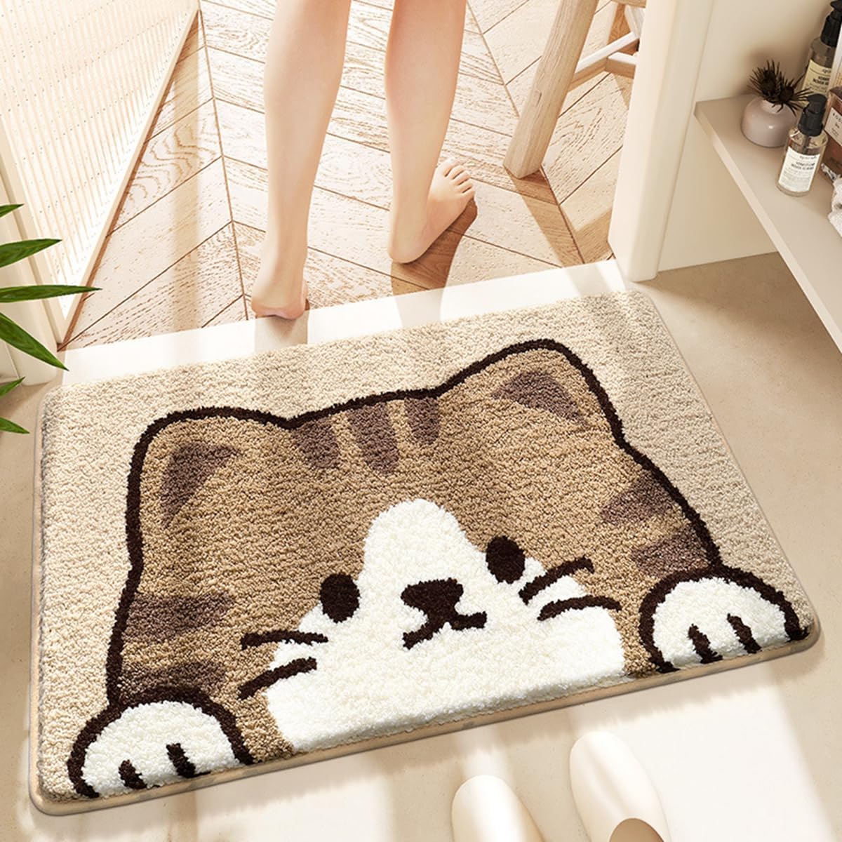 「Tuokus」バスマット 80×50cm 足拭きマット お風呂マット 玄関マット 吸水速乾滑り止め 風呂マット ふんわり 超厚い 吸水速乾 滑り止め ふわふわ 洗える 丸洗い可能 洗面所 脱衣所 浴室 キッチン 台所 TYSD51
