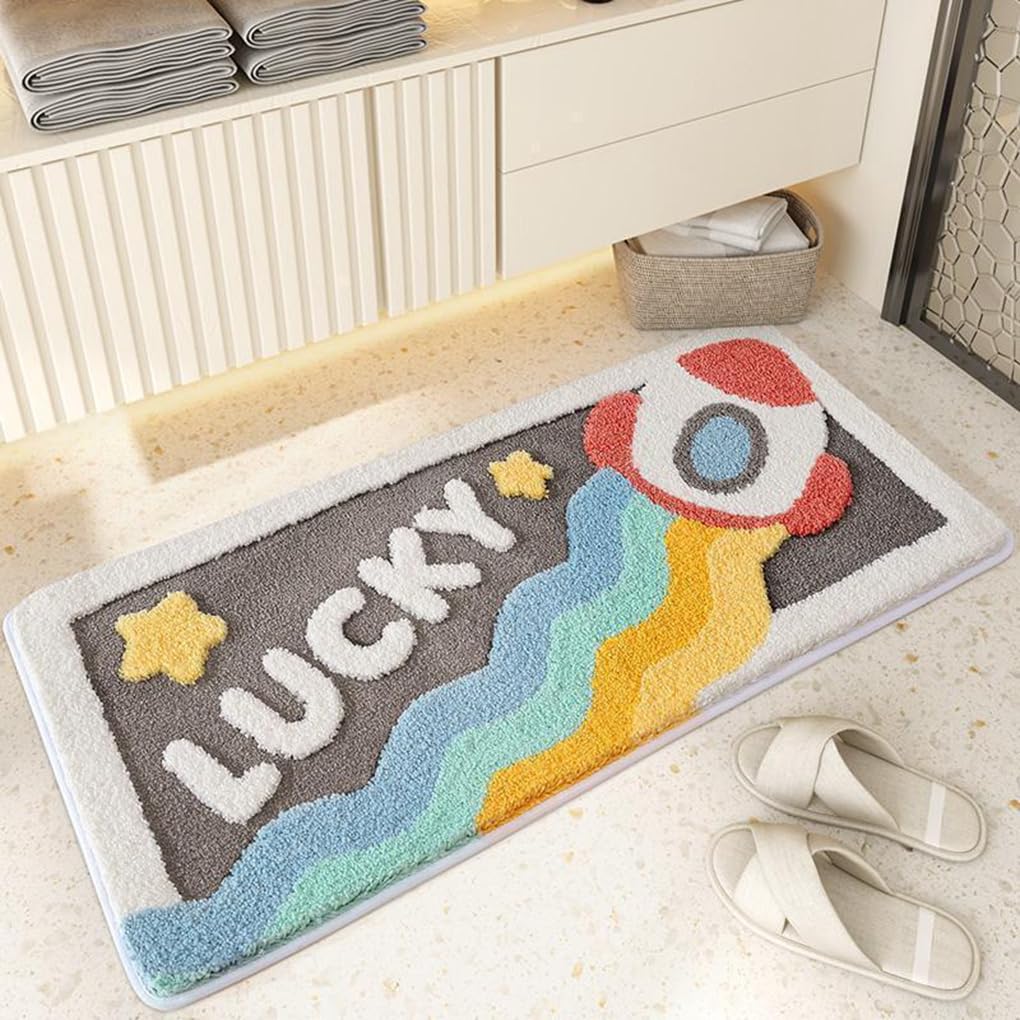 バスマット 40×60cm 吸水速乾 ふわふわ マイクロファイバー 滑り止め付き 抗菌防臭 厚手 洗濯機対応 乾きやすい お風呂マット 脱衣所 洗面所用 おしゃれ 北欧風 ORYSD78