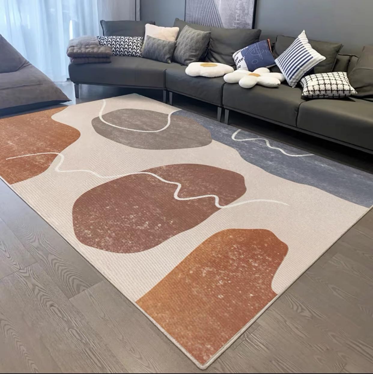 Frisence カーペット 120×160cm 洗える ラグ 滑り止め付き 防音・防寒・床暖房対応 ラグマット 折りたたみ コンパクト収納可能 おしゃれ ふわふわ 北欧風 リビング 寝室 子供部屋用 FRIDT65