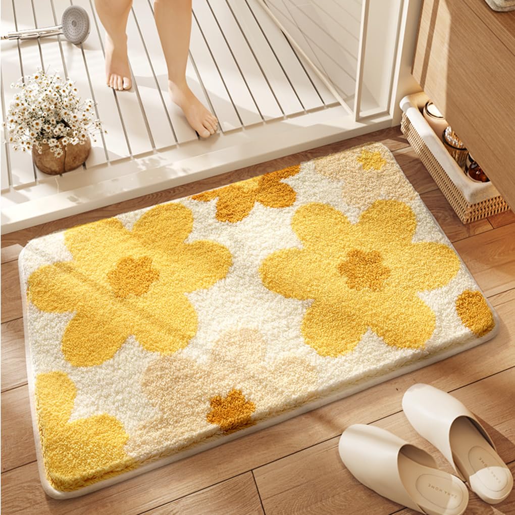 バスマット 40×60cm 吸水速乾 ふわふわ マイクロファイバー 滑り止め付き 抗菌防臭 厚手 洗濯機対応 乾きやすい お風呂マット 脱衣所 洗面所用 おしゃれ 北欧風 ORYSD124