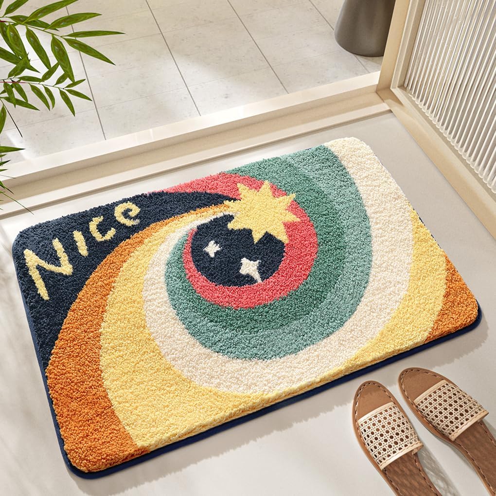 バスマット 40×60cm 吸水速乾 ふわふわ マイクロファイバー 滑り止め付き 抗菌防臭 厚手 洗濯機対応 乾きやすい お風呂マット 脱衣所 洗面所用 おしゃれ 北欧風 ORYSD94