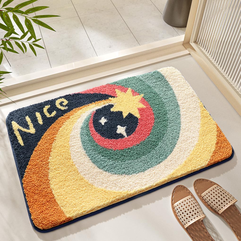 バスマット 40×60cm 吸水速乾 ふわふわ マイクロファイバー 滑り止め付き 抗菌防臭 厚手 洗濯機対応 乾きやすい お風呂マット 脱衣所 洗面所用 おしゃれ 北欧風 ORYSD94