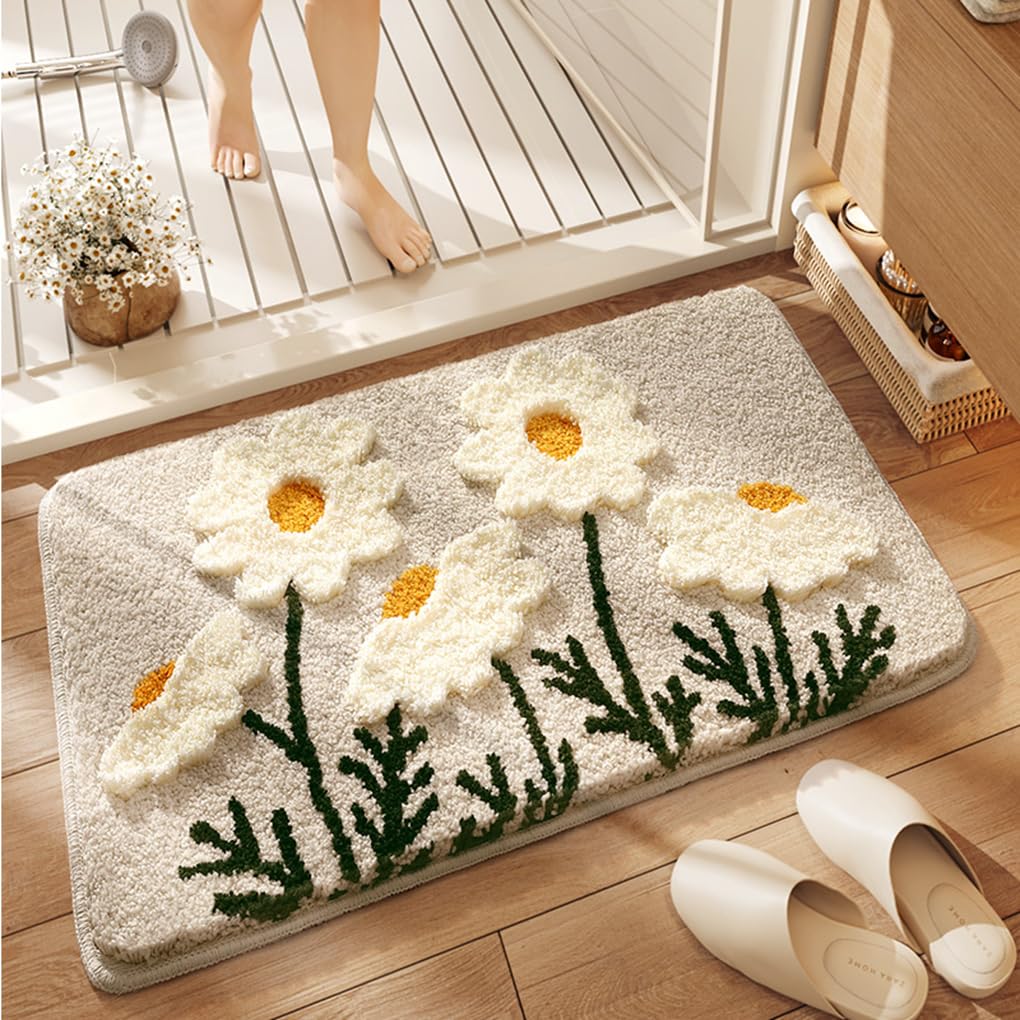バスマット 40×60cm 吸水速乾 ふわふわ マイクロファイバー 滑り止め付き 抗菌防臭 厚手 洗濯機対応 乾きやすい お風呂マット 脱衣所 洗面所用 おしゃれ 北欧風 ORYSD124