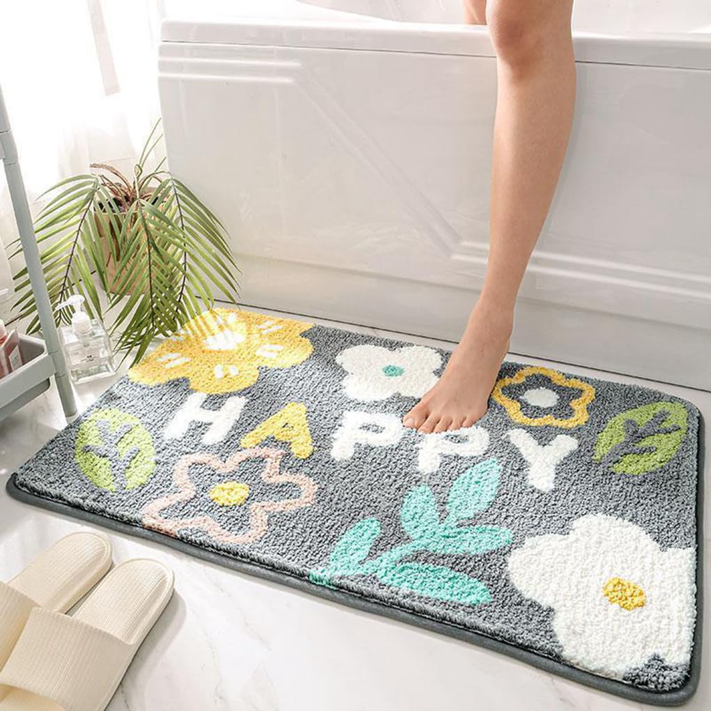 バスマット 40×60cm 吸水速乾 ふわふわ マイクロファイバー 滑り止め付き 抗菌防臭 厚手 洗濯機対応 乾きやすい お風呂マット 脱衣所 洗面所用 おしゃれ 北欧風 ORYSD51