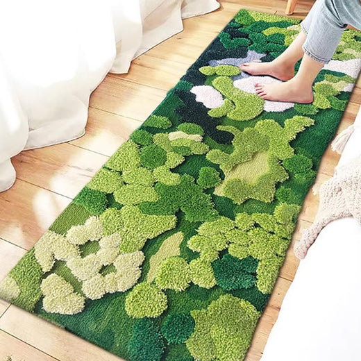 「Tuokus」モスラグ ラグマット 120×50cm 苔風デザイン 立体パイル 厚手 植毛ラグ 柔らかい ふわふわ 防音 TPR滑り止め付き 吸水性あり 床暖房対応 ベッドサイド 玄関 リビング 寝室用 洗濯可能 ZHRDTjia11A