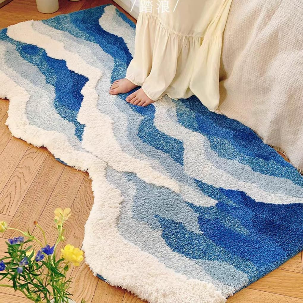 「Tuokus」モスラグ ラグマット 80×50cm 苔風デザイン 立体パイル 厚手 植毛ラグ 柔らかい ふわふわ 防音 TPR滑り止め付き 吸水性あり 床暖房対応 ベッドサイド 玄関 リビング 寝室用 洗濯可能 ZHRDTjia06