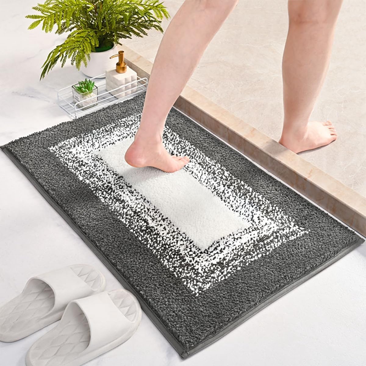 バスマット 60×40cm お風呂マット 速乾 洗える 抗菌防臭 大判 ソフト おしゃれ マイクロファイバー タオル地 安い 厚手 ORYSD11