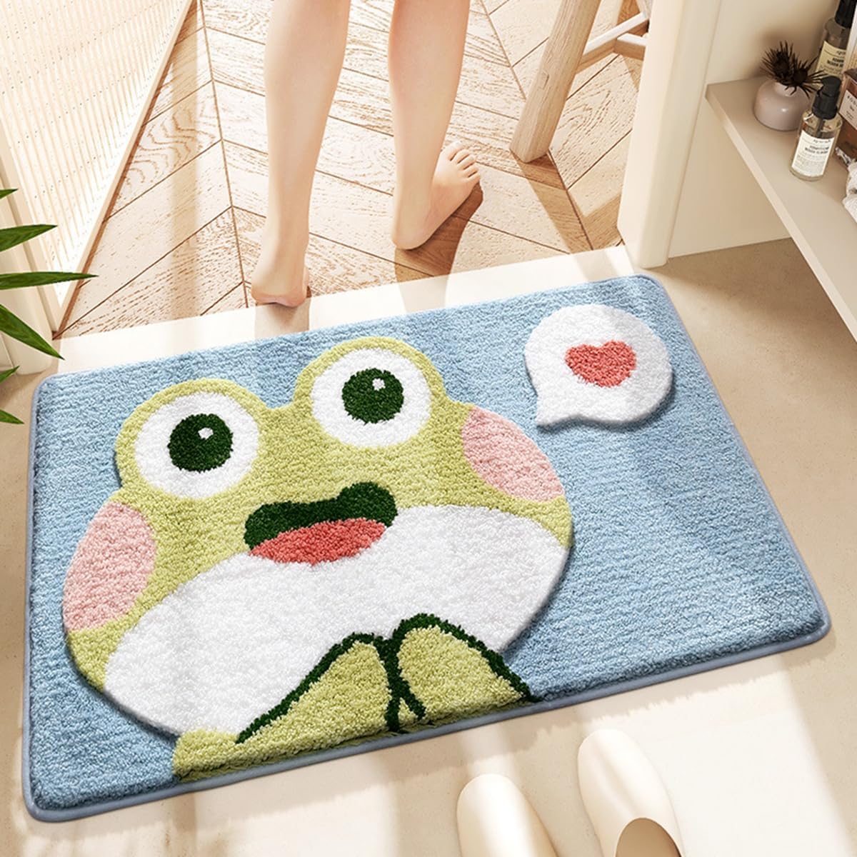 「Tuokus」バスマット 60×40cm 足拭きマット お風呂マット 玄関マット 吸水速乾滑り止め 風呂マット ふんわり 超厚い 吸水速乾 滑り止め ふわふわ 洗える 丸洗い可能 洗面所 脱衣所 浴室 キッチン 台所 TYSD52