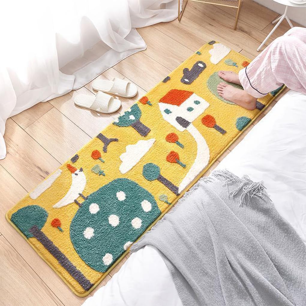 バスマット 50×150cm 吸水速乾 ふわふわ マイクロファイバー 滑り止め付き 抗菌防臭 厚手 洗濯機対応 乾きやすい お風呂マット 脱衣所 洗面所用 おしゃれ 北欧風 ORYSD53
