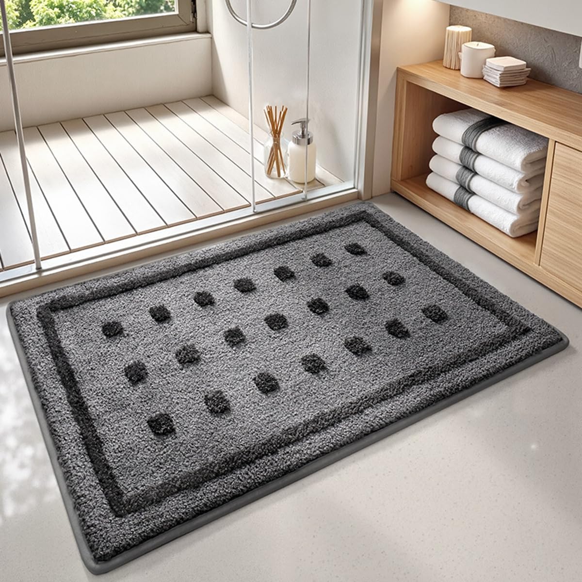 バスマット 60×40cm お風呂マット 速乾 洗える 抗菌防臭 大判 ソフト おしゃれ マイクロファイバー タオル地 安い 厚手 ORYSD15