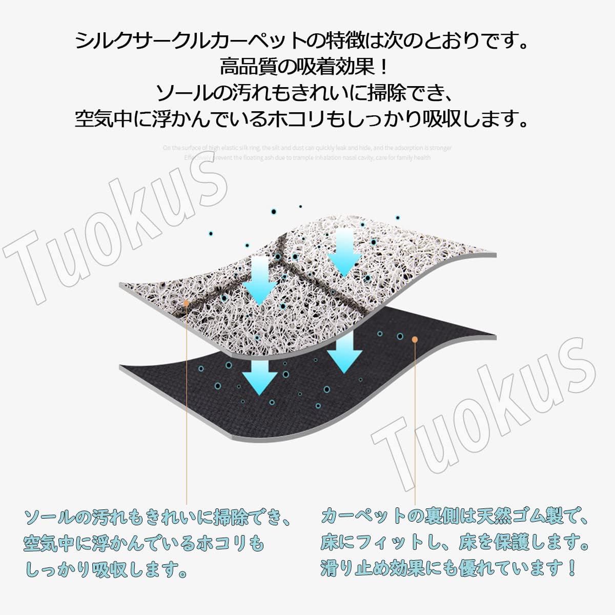 「Tuokus」玄関マット ドアマット 泥落としマット フロアマット マット キッチンマット タイルカーペット 床マット 屋外 滑り止め 耐磨耗性 速乾 吸水 洗える 店舗 飲食店 オフィス 事務所 XGDianj58 45*75cm
