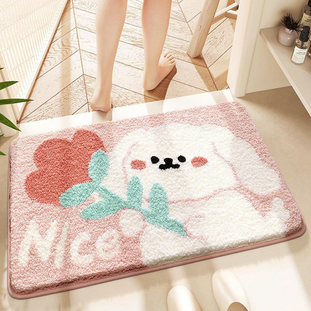 バスマット 60×40cm お風呂マット 速乾 洗える 抗菌防臭 大判 ソフト おしゃれ マイクロファイバー タオル地 安い 厚手 ORYSD33E